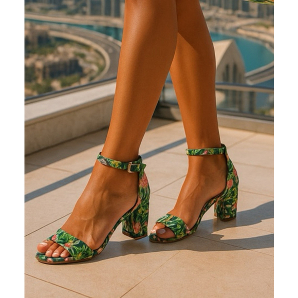 Free People Shoes - Free People Tropical Heeled Sandals Island Vaca Resort Statement Sz 39 Bold Boho